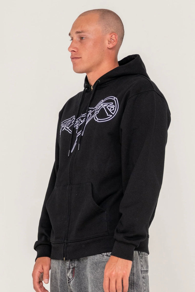 Hoodus Zip Thru Hooded Fleece | Black