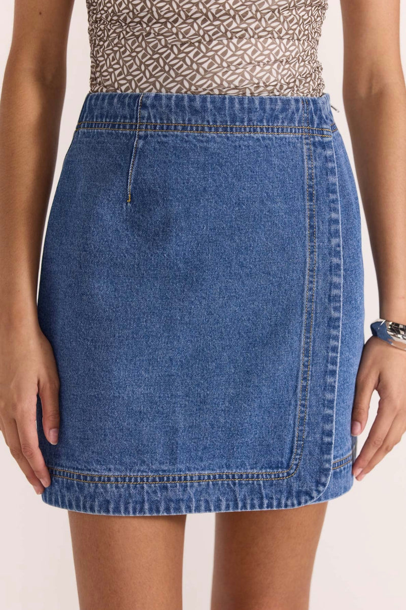 Tate Denim Wrap Skirt