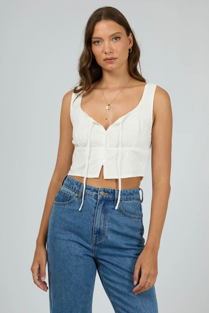 Sutton Broderie Top | White