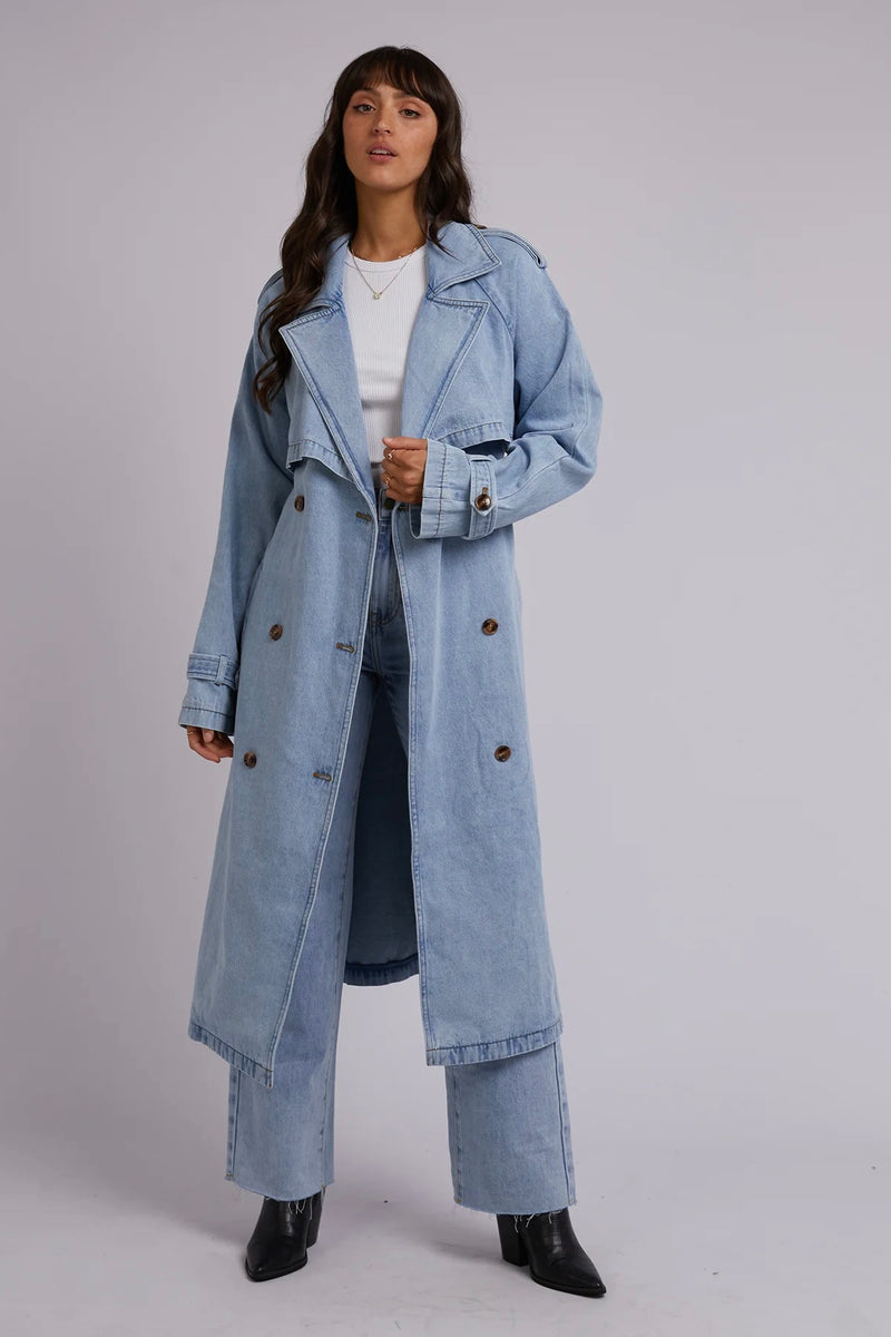 Rio Trench Coat Light Blue