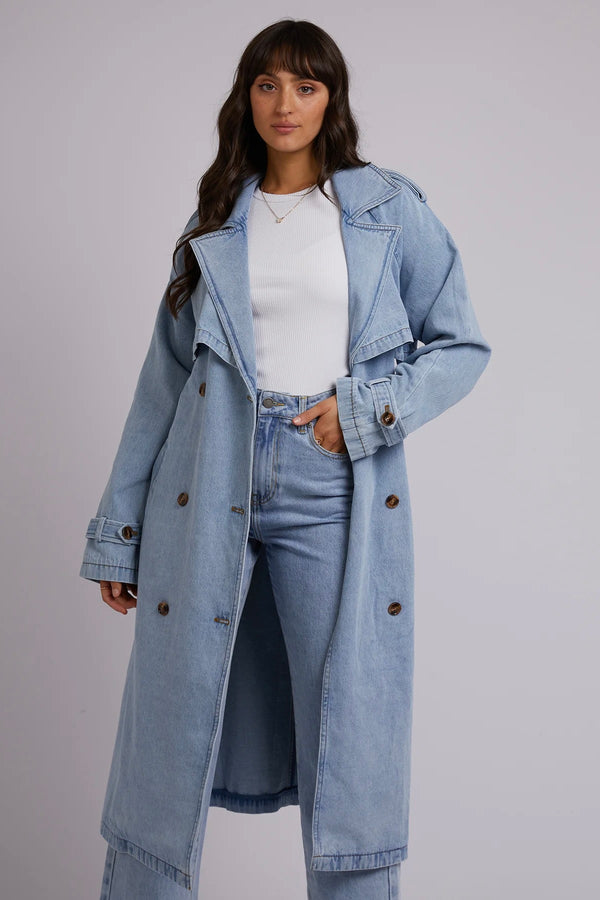 Rio Trench Coat Light Blue