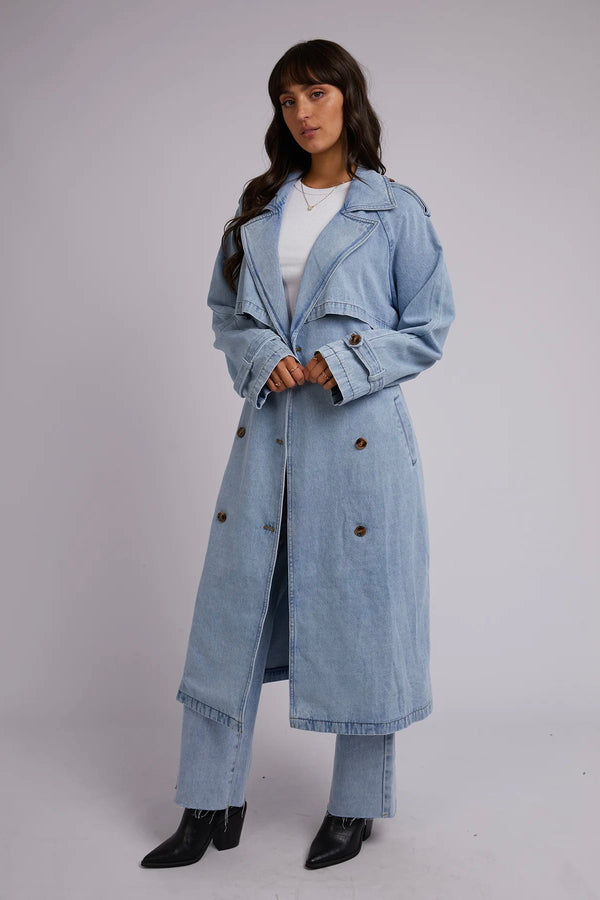 Rio Trench Coat Light Blue