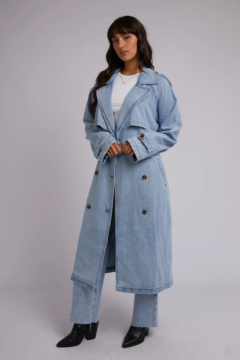Rio Trench Coat Light Blue