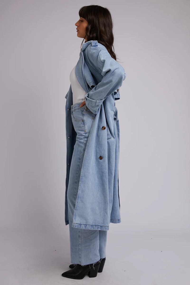 Rio Trench Coat Light Blue