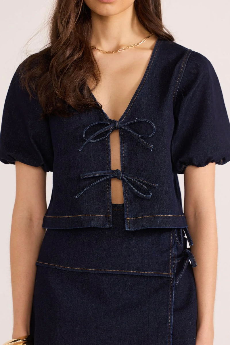 Camilla Denim Tie Crop Top