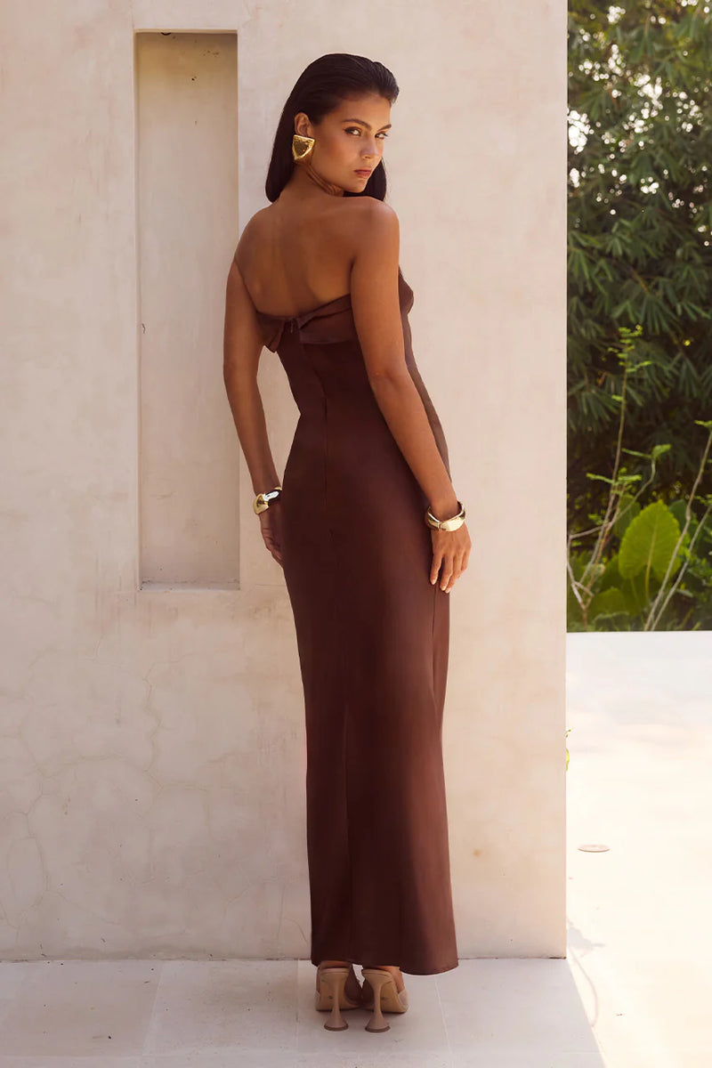 Delilah Maxi Dress | Chocolate Brown