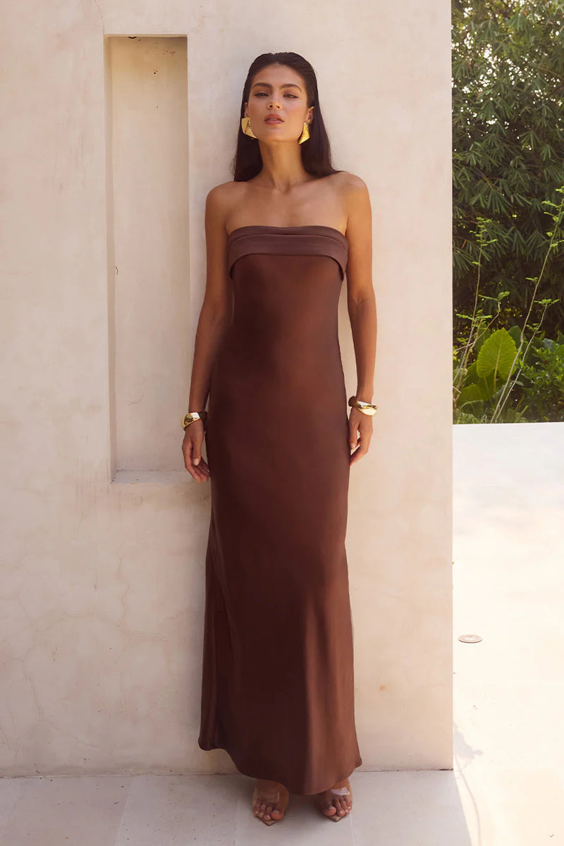 Delilah Maxi Dress | Chocolate Brown