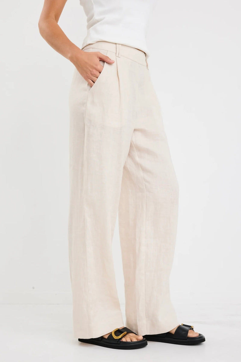Bestow Linen Wide Leg Pants – Pumice | By Rosa