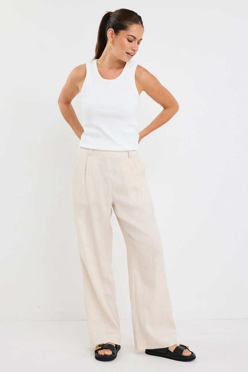 Bestow Linen Wide Leg Pants – Pumice | By Rosa