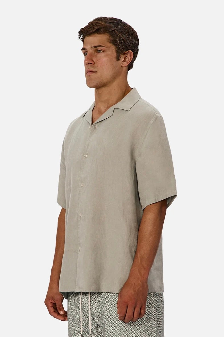 The St Martins Short Sleeve Linen Shirt - Spruce
