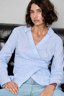 Ayra Pinstripe Wrap Top