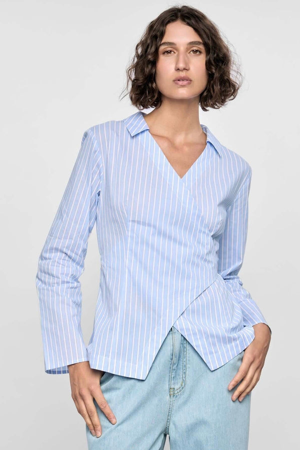 Ayra Pinstripe Wrap Top