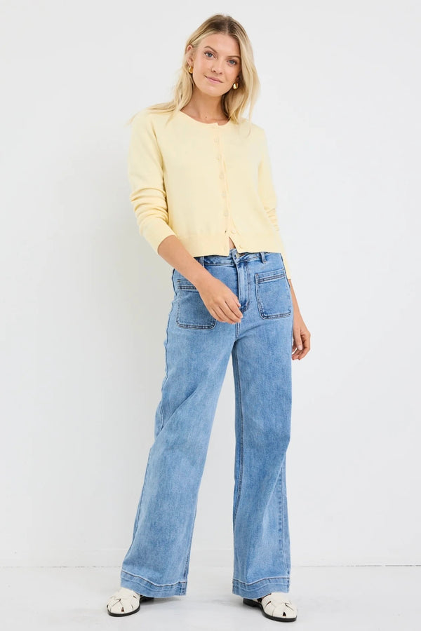 Allegiance Lemon Crewneck Cardigan
