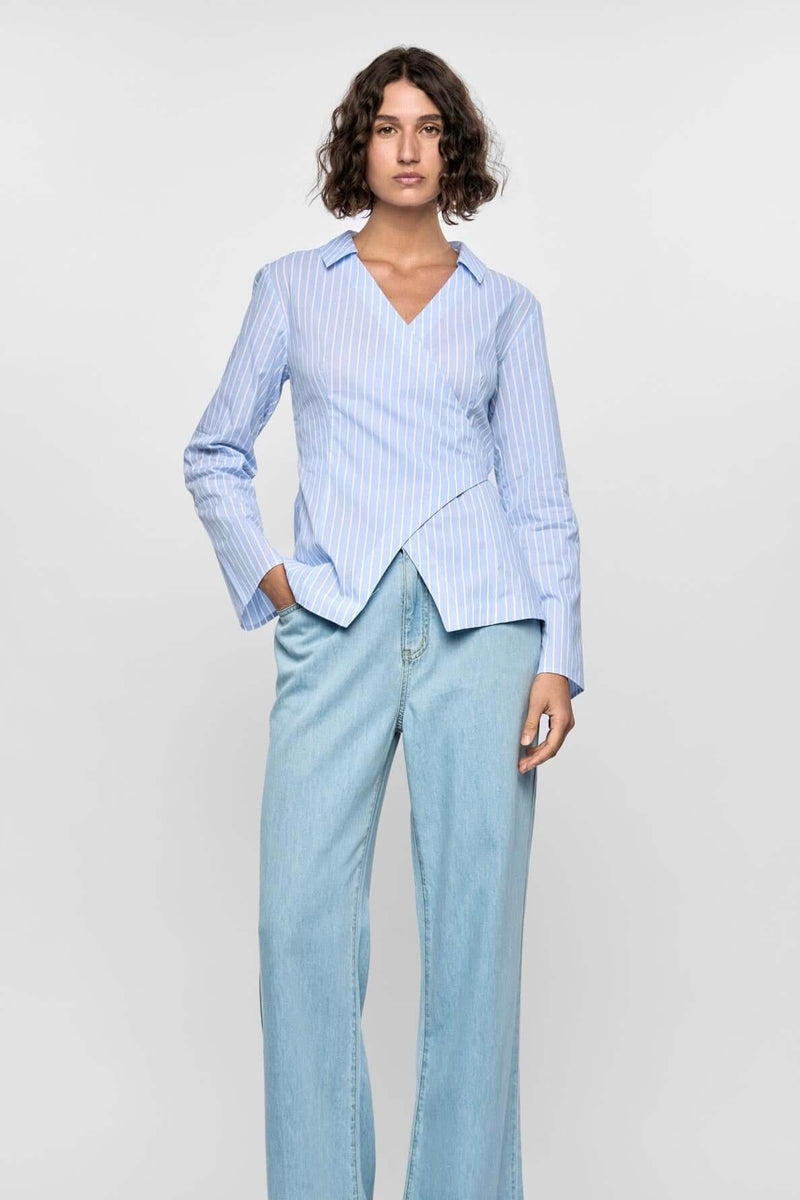 Ayra Pinstripe Wrap Top