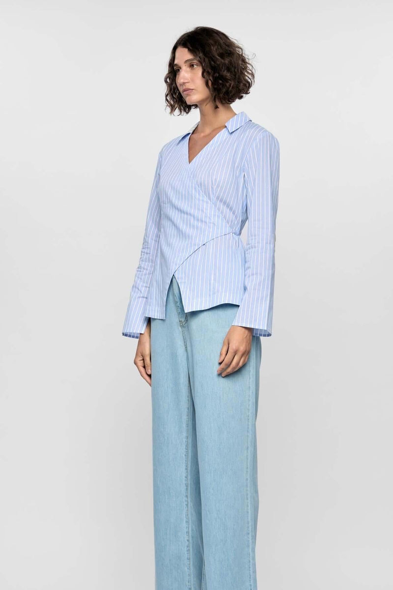 Ayra Pinstripe Wrap Top