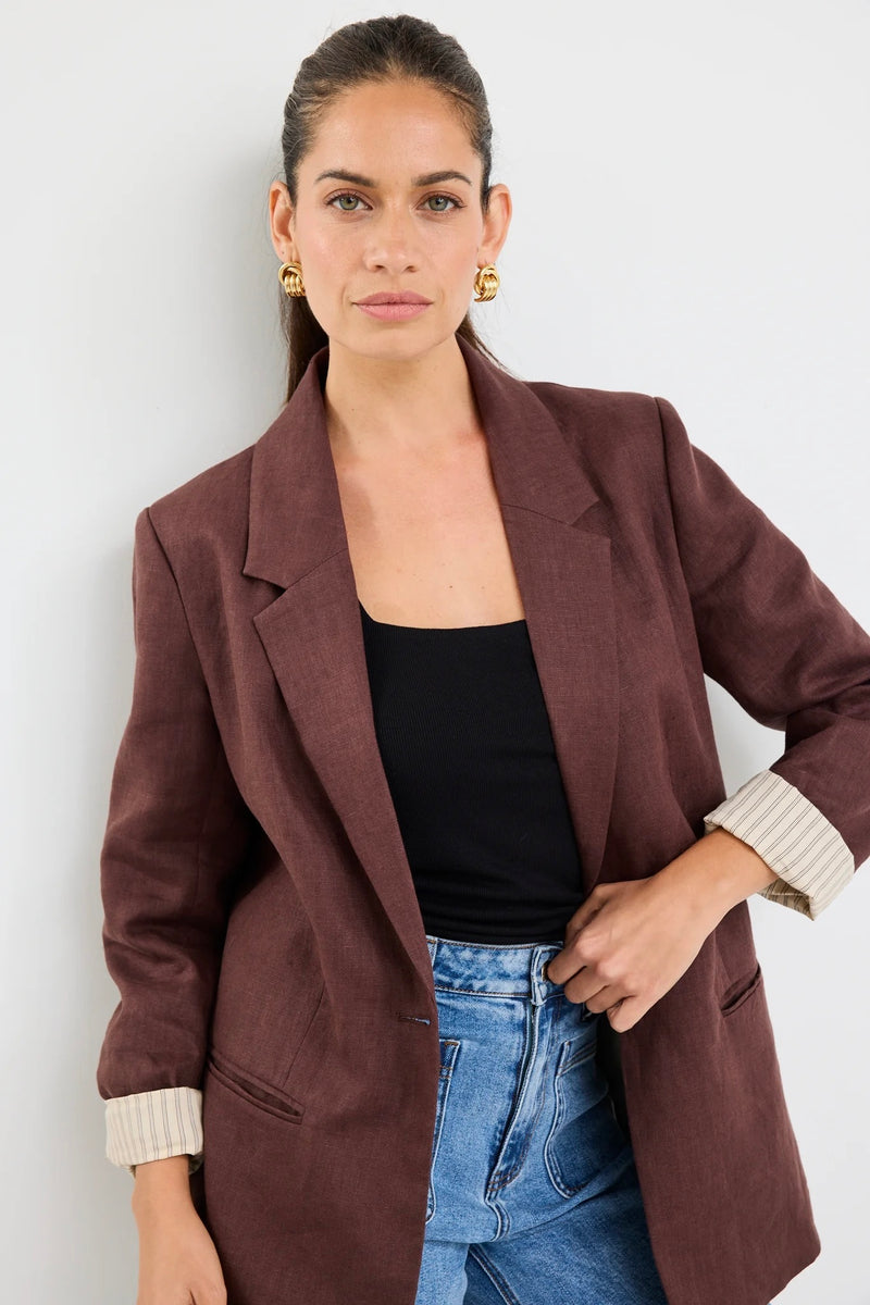 Atlantic Chocolate Linen Classic Blazer