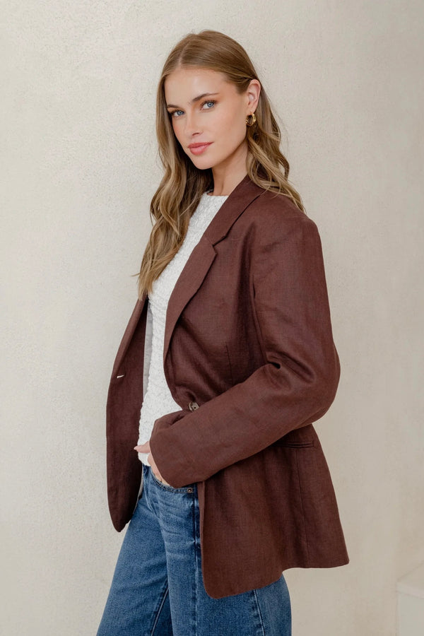 Atlantic Chocolate Linen Classic Blazer