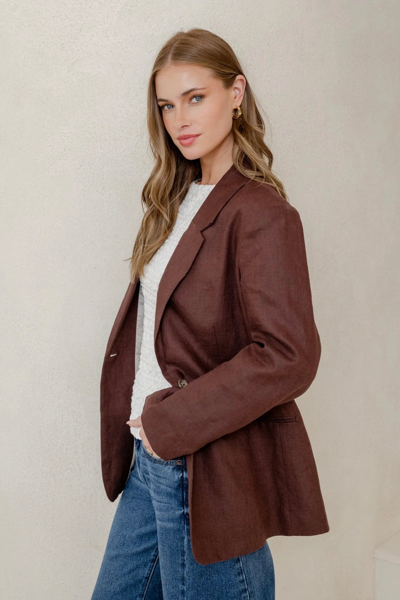 Atlantic Chocolate Linen Classic Blazer