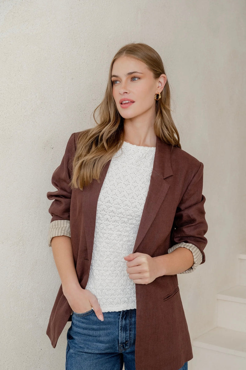Atlantic Chocolate Linen Classic Blazer
