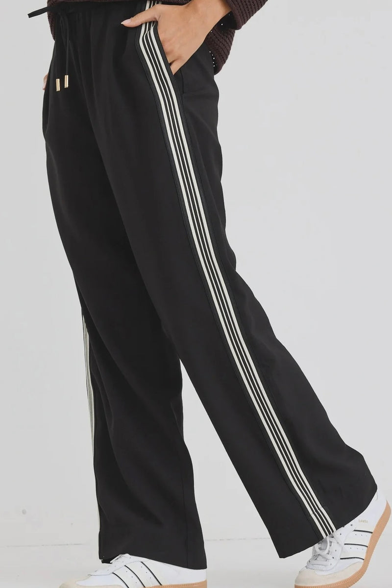 Vibe Black Jacquard Stripe Wide Leg Pants