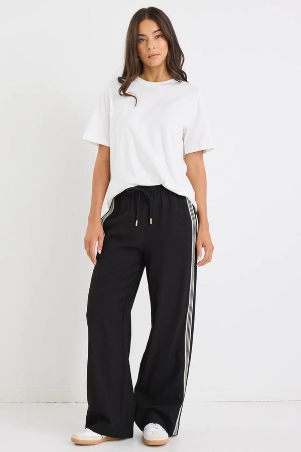 Vibe Black Jacquard Stripe Wide Leg Pants