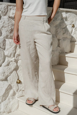 Bestow Linen Wide Leg Pants – Pumice | By Rosa