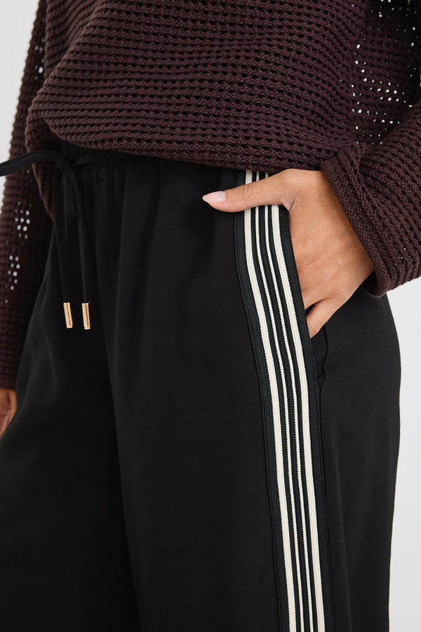 Vibe Black Jacquard Stripe Wide Leg Pants