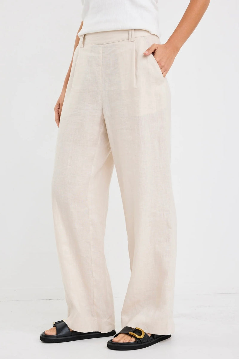 Bestow Linen Wide Leg Pants – Pumice | By Rosa