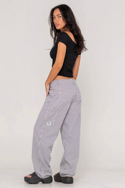 Worldwide Low Rise Navy Stripe Pant