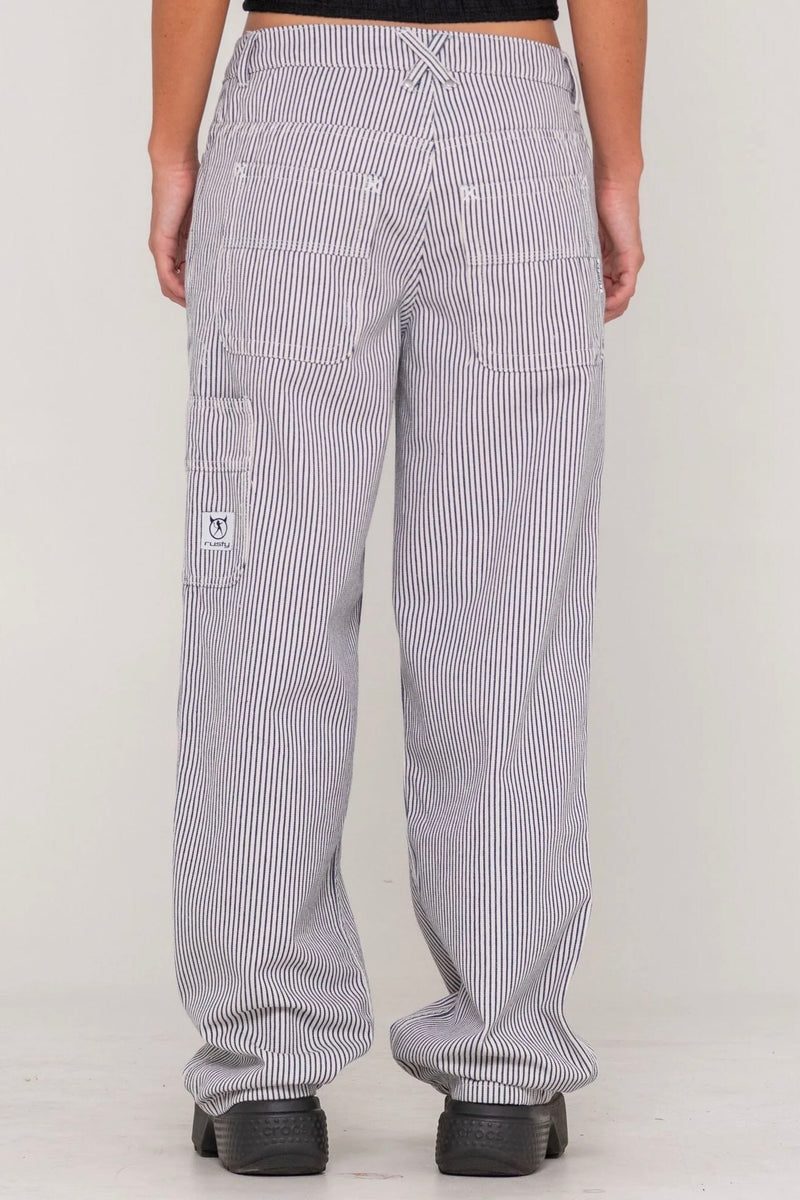 Worldwide Low Rise Navy Stripe Pant
