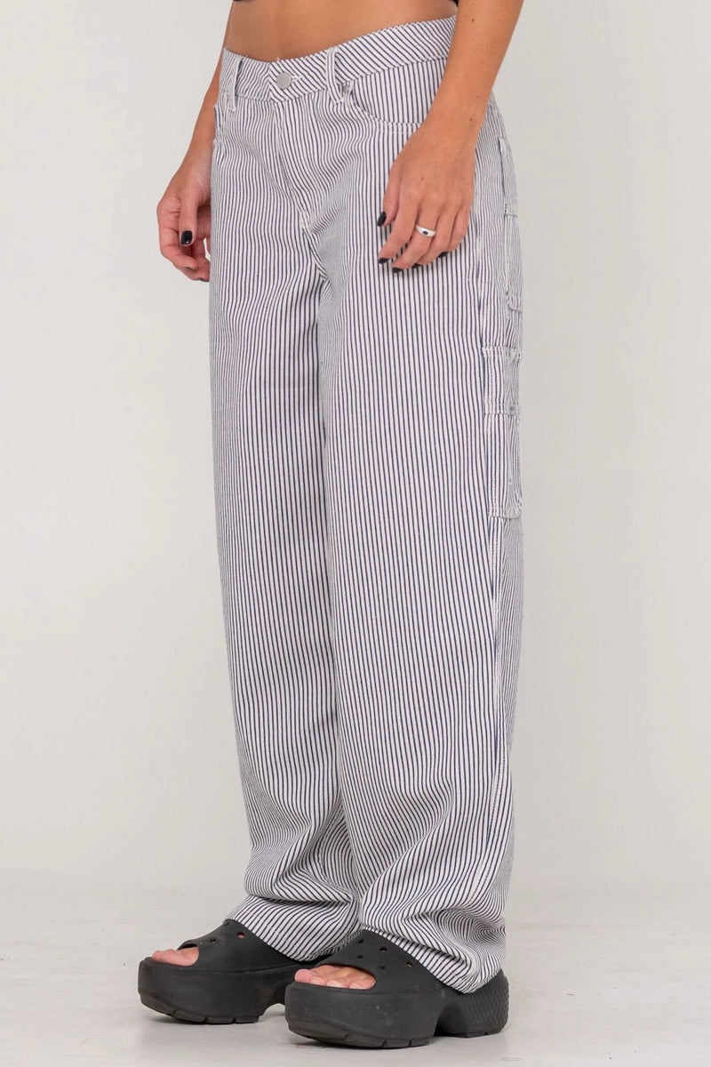 Worldwide Low Rise Navy Stripe Pant