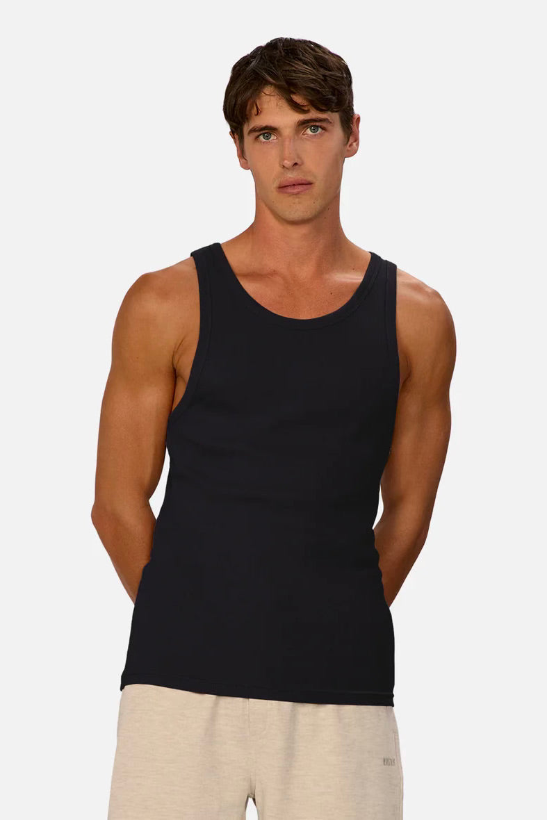 Brando Ribbed Singlet | Black