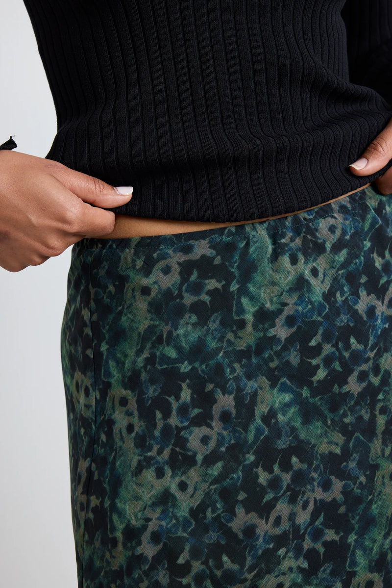 Monument Khaki Ditsy Print Bias Maxi Skirt