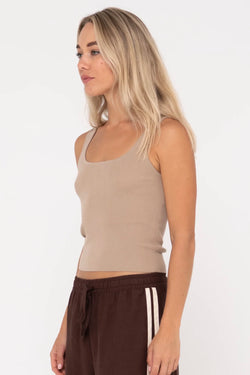 Amelia Scoop Knit Skimmer Tank | Oatmilk