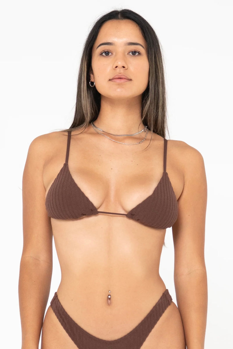 Lucky Triangle Bikini Top | Brown