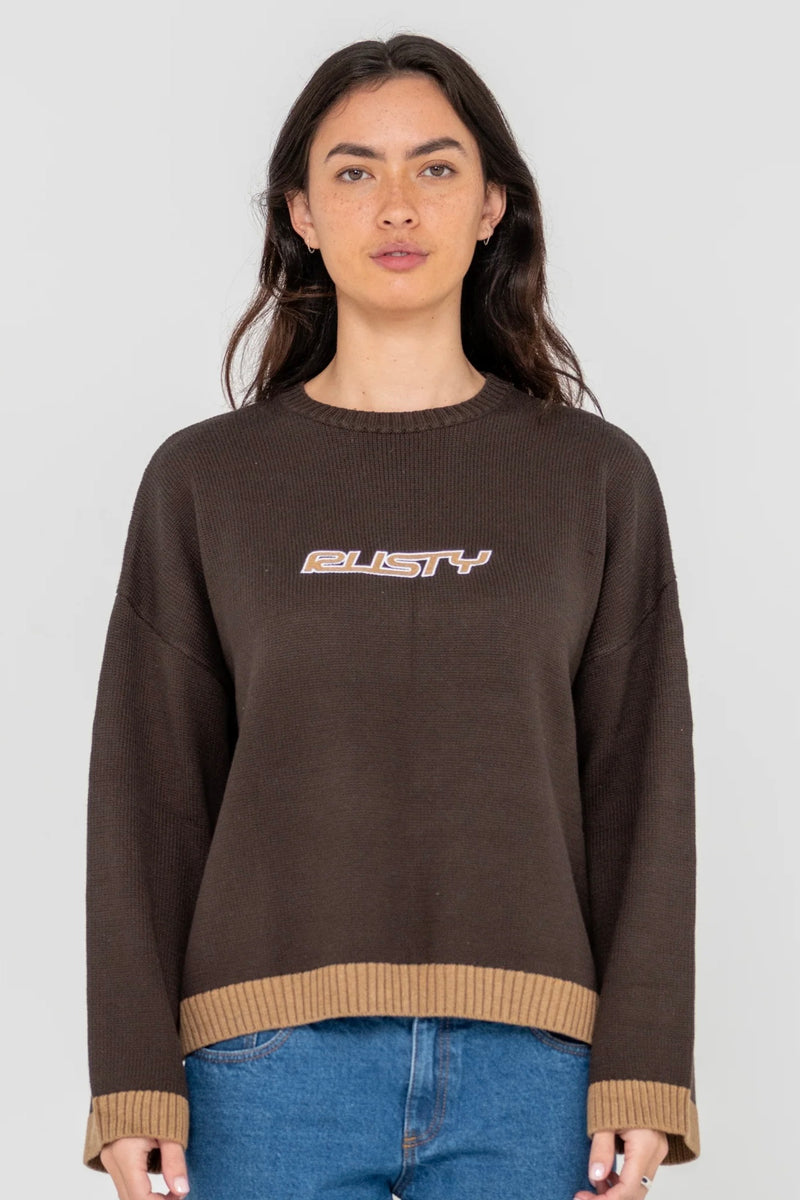 Rider Relaxed Crew Neck Knit | Brown