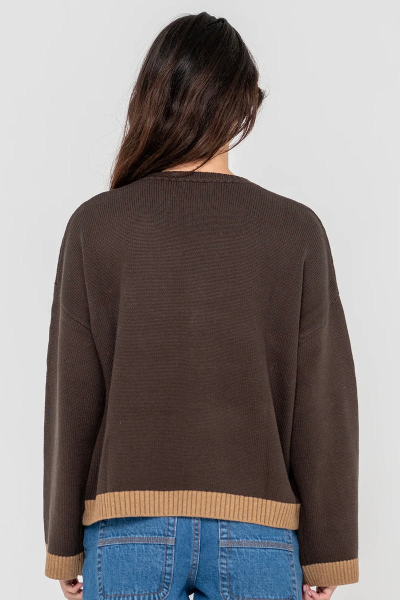 Rider Relaxed Crew Neck Knit | Brown