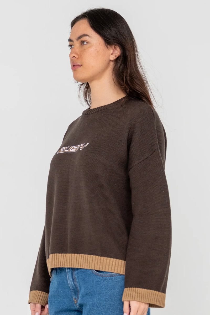 Rider Relaxed Crew Neck Knit | Brown