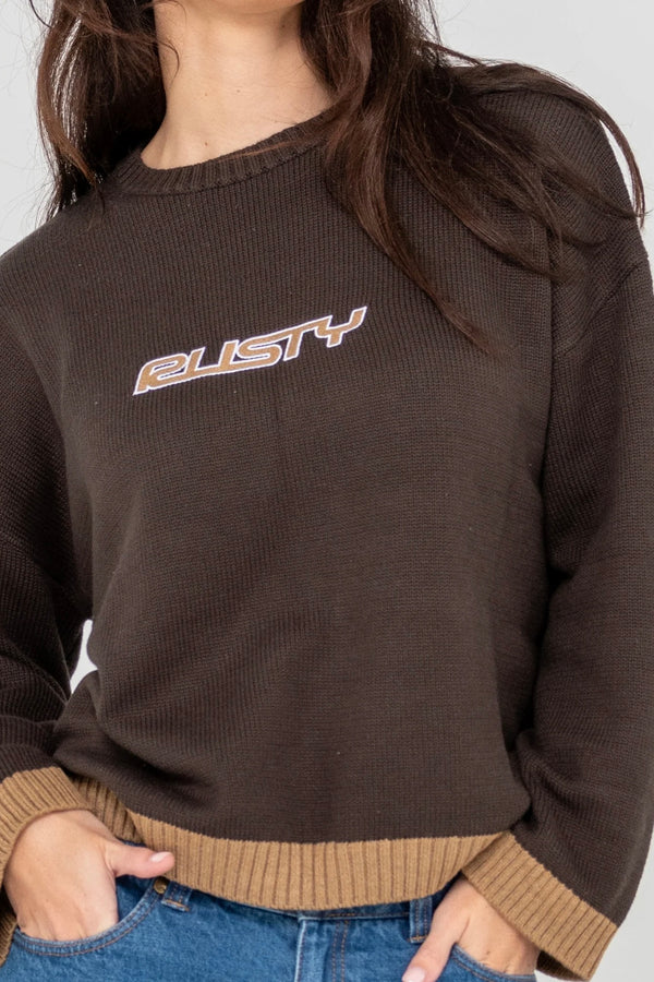 Rider Relaxed Crew Neck Knit | Brown