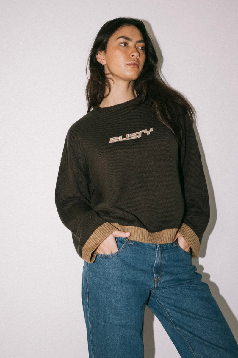 Rider Relaxed Crew Neck Knit | Brown