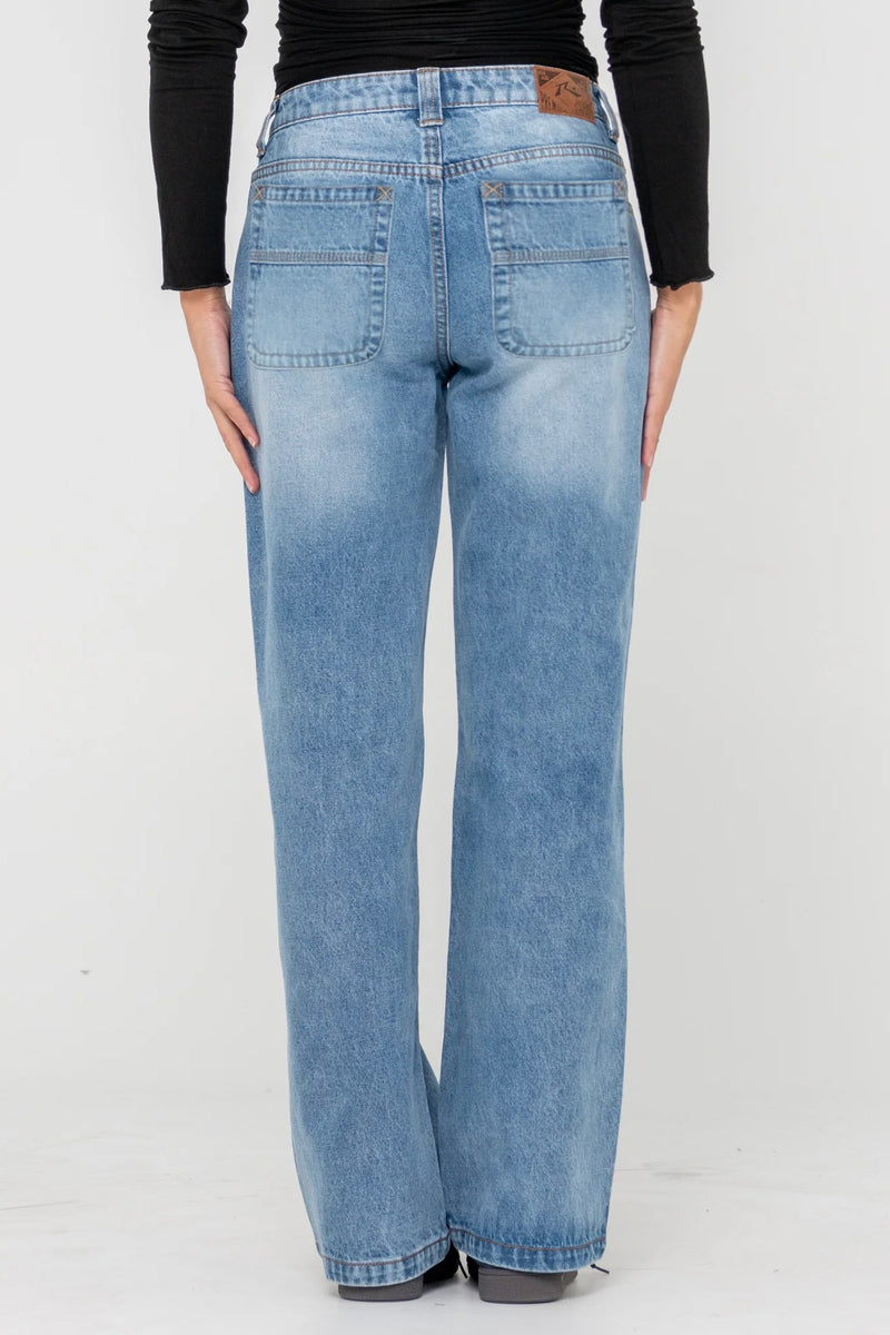 Suzy Straight Low Rise Jeans | Blasted Middy Blue