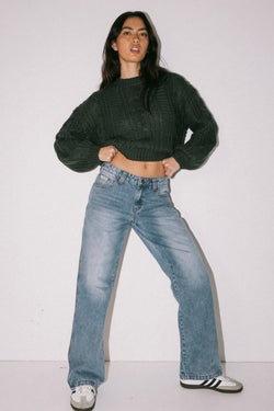 Suzy Straight Low Rise Jeans | Blasted Middy Blue