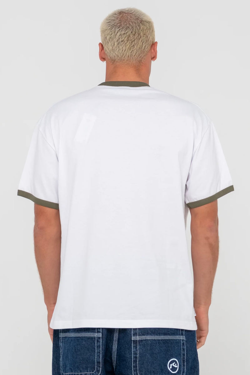 Dead Ringer Short Sleeve Tee | White and Khaki