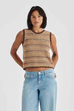 Luna Knit Vest | Sunburnt Stripe