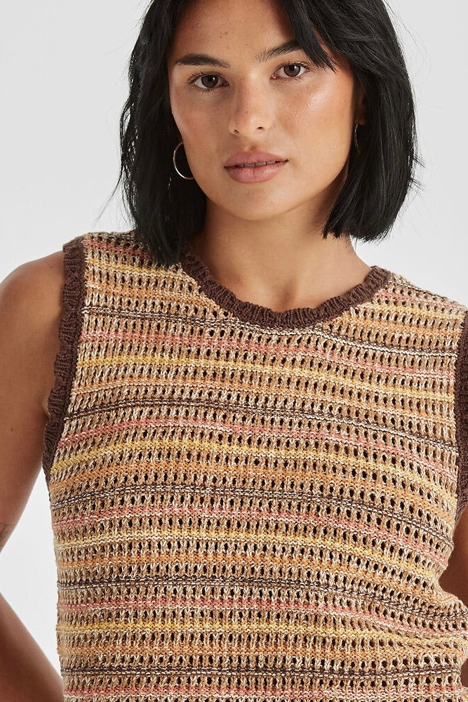 Luna Knit Vest | Sunburnt Stripe